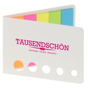 Klebezettel Haftnotizen Memosticks als Block mit Druck Werbung