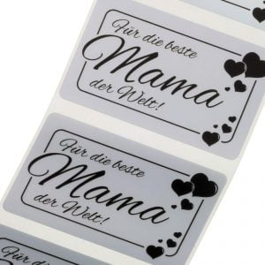 Etiketten Polyester silber 5 x 3 cm mit Druck 1-farbig schwarz