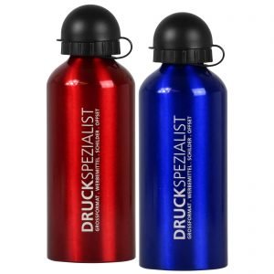 Trinkflasche rot 0,6l Aluminium mit Lasergravur Namen Grafiken Logos