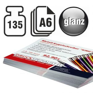 Flyer A6 135g beidseitig 4/4 glänzend