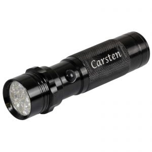 Helle 14-LED Taschenlampe Robin Metall in Geschenkbox mit Gravur