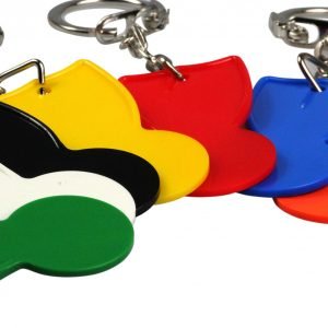Einkaufswagenchip mit Gliederkette als Schlüsselanhänger mit Druck