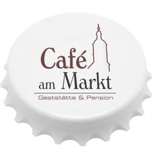 Flaschenöffner Kronkorken groß magentisch mit Logo Druck Fotodruck
