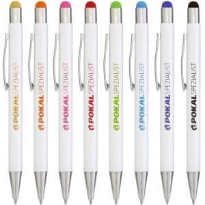 Kugelschreiber BIANCO Touchpen Metall mit Logo Namen Gravur